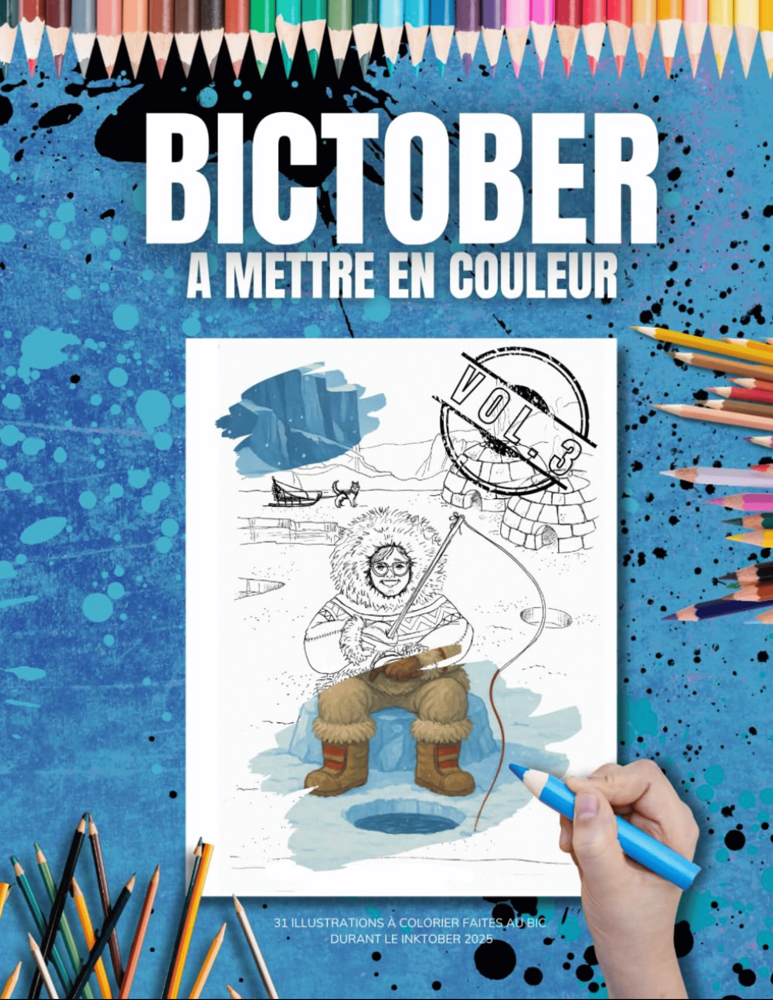 cahier de coloriage inktober bictober 2025 illustration a colorier inouk enfant tableau-îd fnac amazon