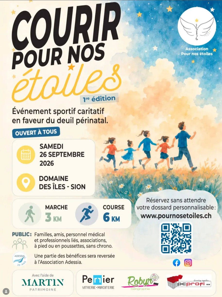 affiche de la course pour les parents endeuillés, martigny, suisse valais, levee de fond