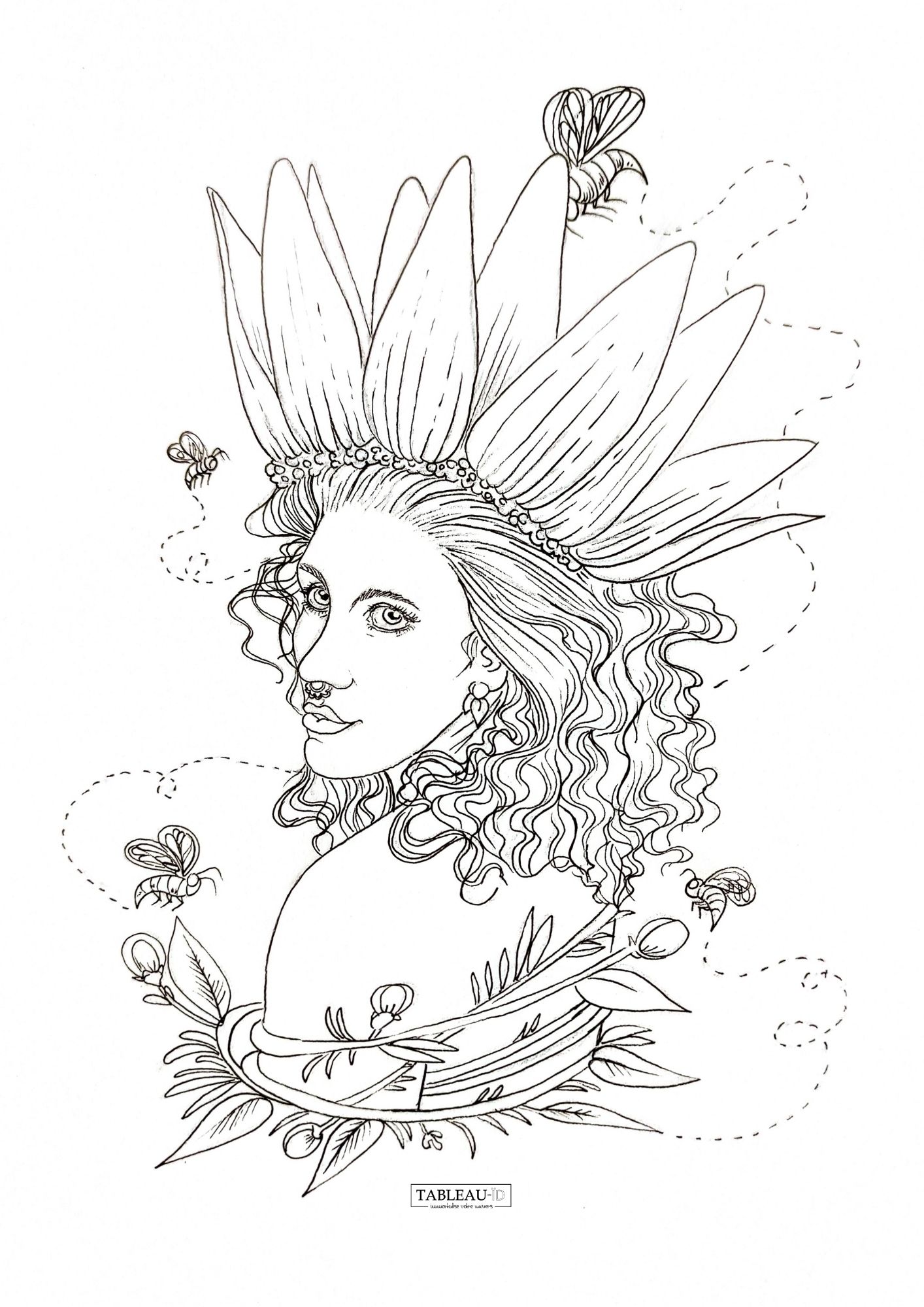 tableau-id femme fleur maman