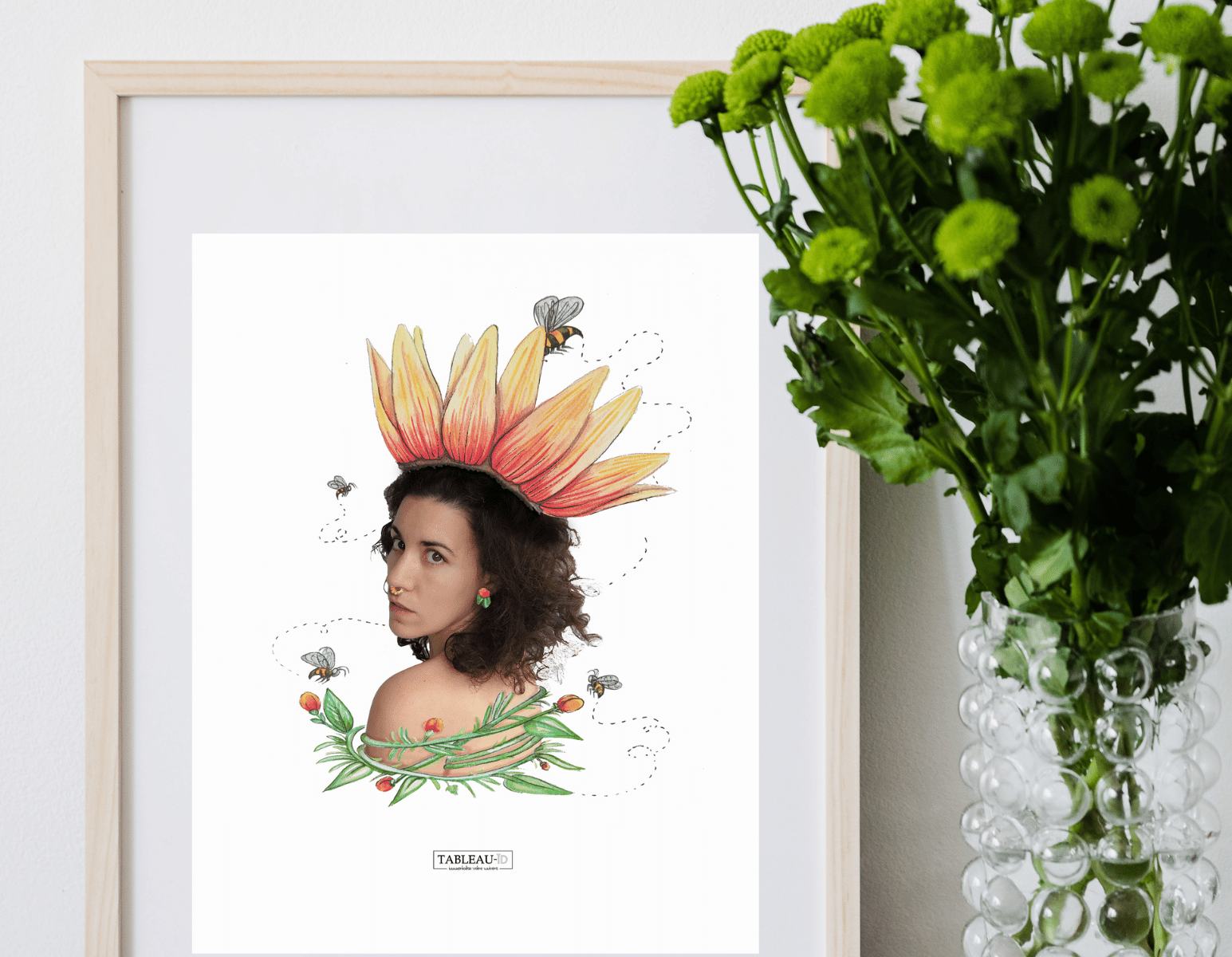 portrait photo personnalisé avec un dessin, aquarelle, tableau-ïd, dessin, corpo
