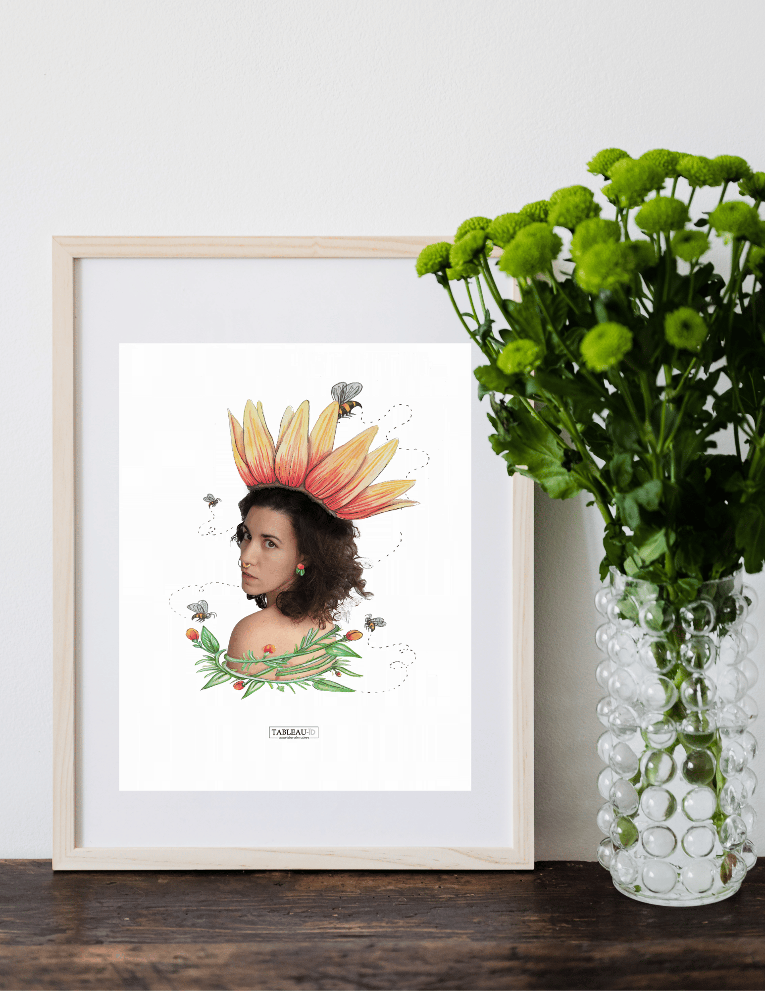 portrait photo personnalisé avec un dessin, aquarelle, tableau-ïd, dessin, corpo